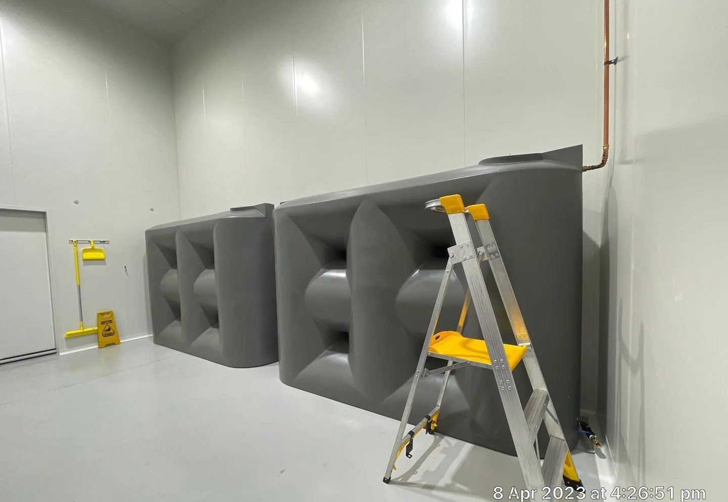 Break tanks installed in a commercial plant room